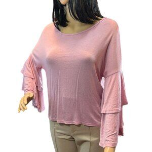 (5 for $25) Gaze Tiered Bell Sleeve Lightweight Top in Baby Pink Size XS NWT